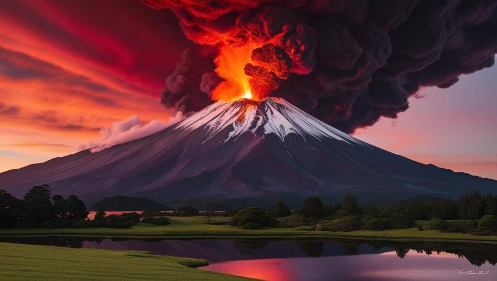 富士山噴火イラスト